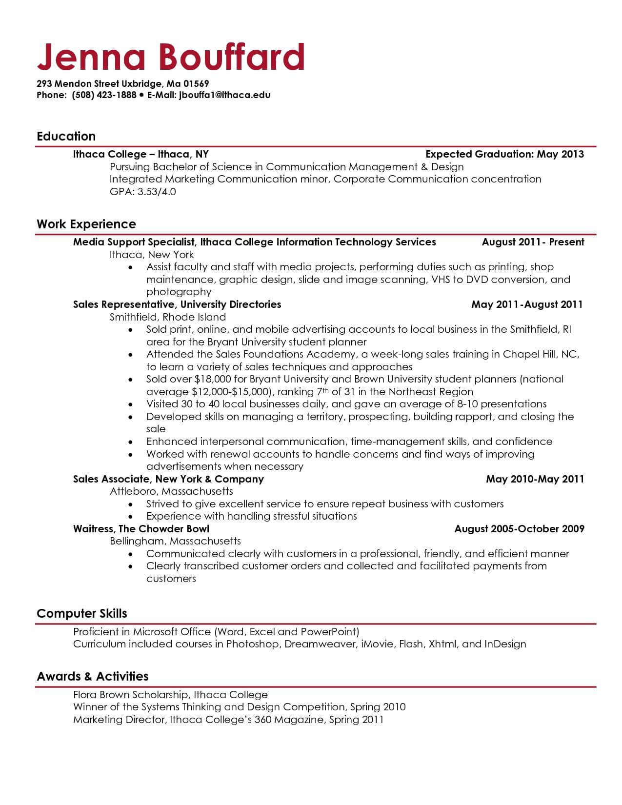 For College Students | Resumes | Job Resume Examples Throughout College Student Resume Template Microsoft Word