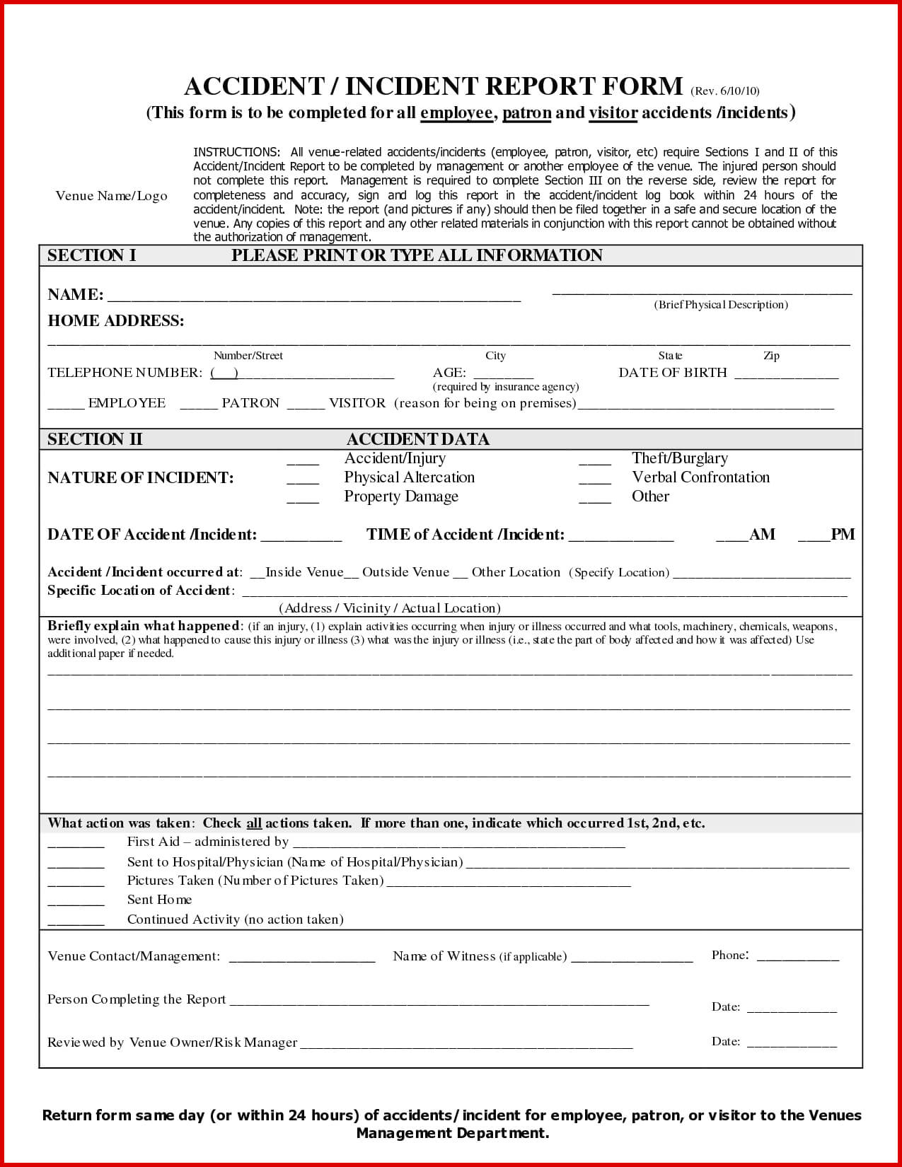 Form For Accident Incident Report Karis Sticken Co Injury Within First Aid Incident Report Form Template