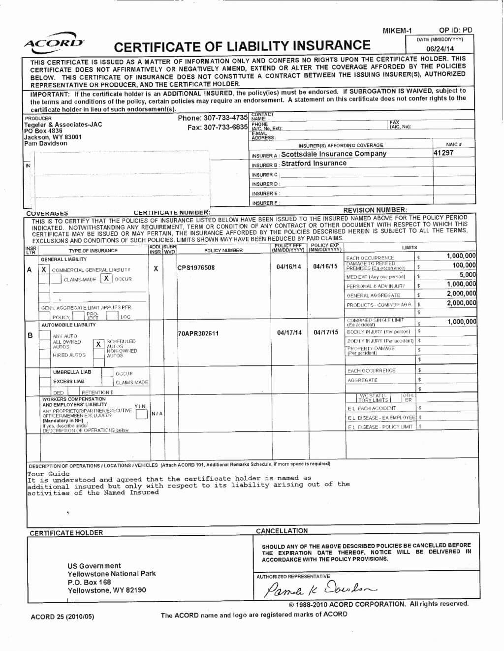 Form Insurance For Taxes Forms Pdf Endorsement Required Within Certificate Of Liability Insurance Template