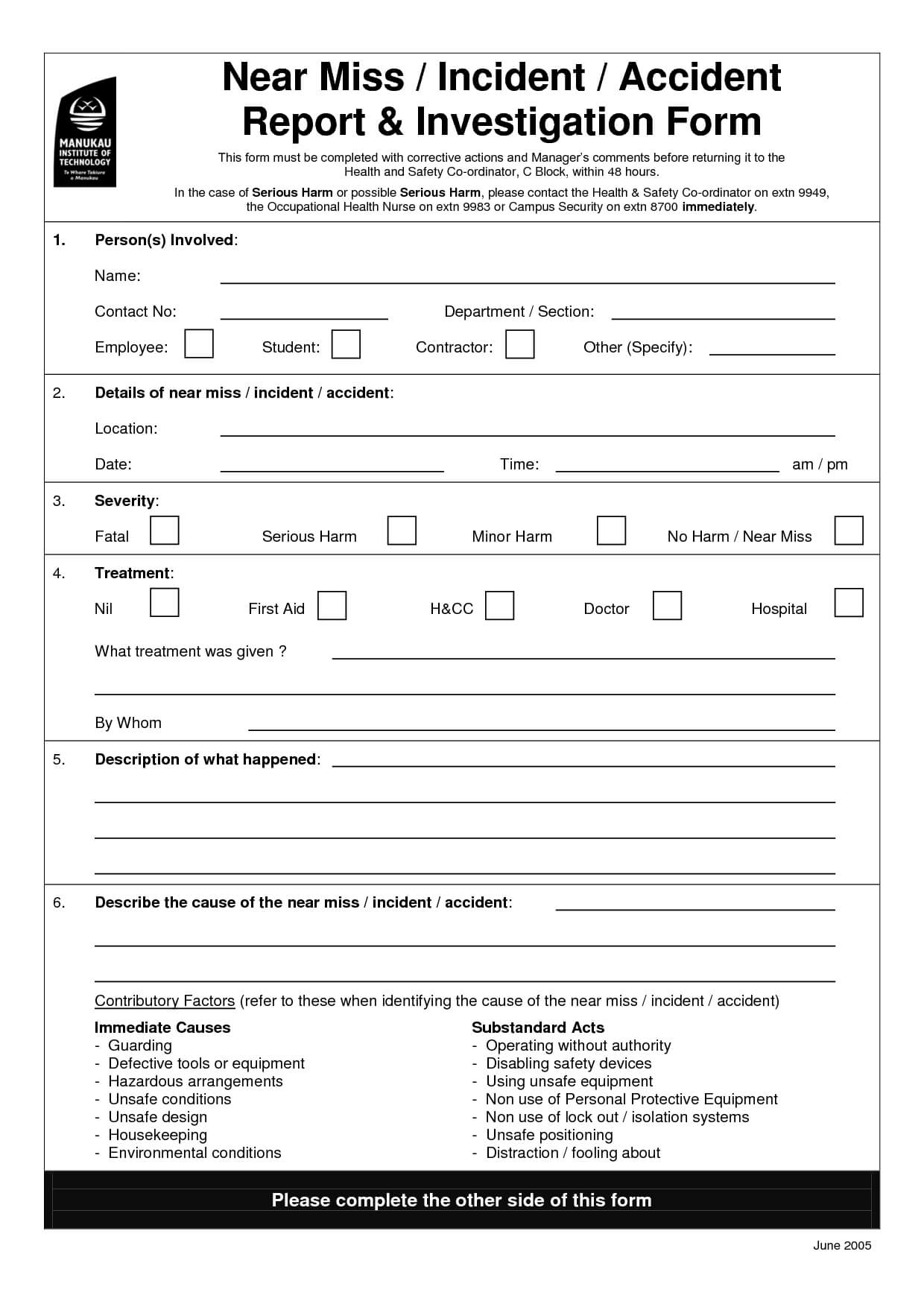 Form Worksafebc Accident Investigation Workplace Incident Within Ohs Incident Report Template Free