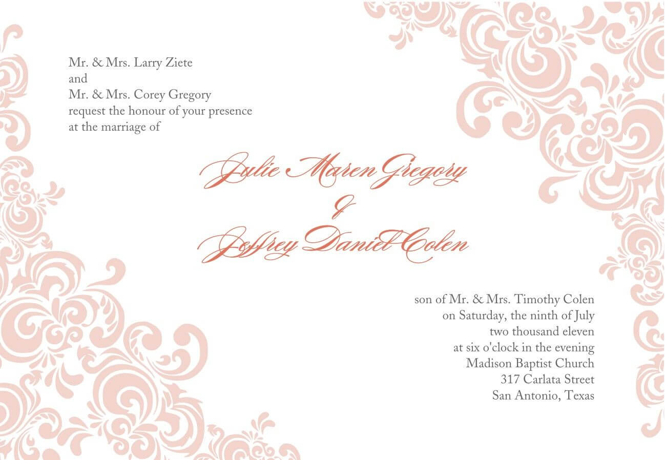 Formal Invitation Template Blank 3 | Free Printable Wedding Pertaining To Blank Templates For Invitations