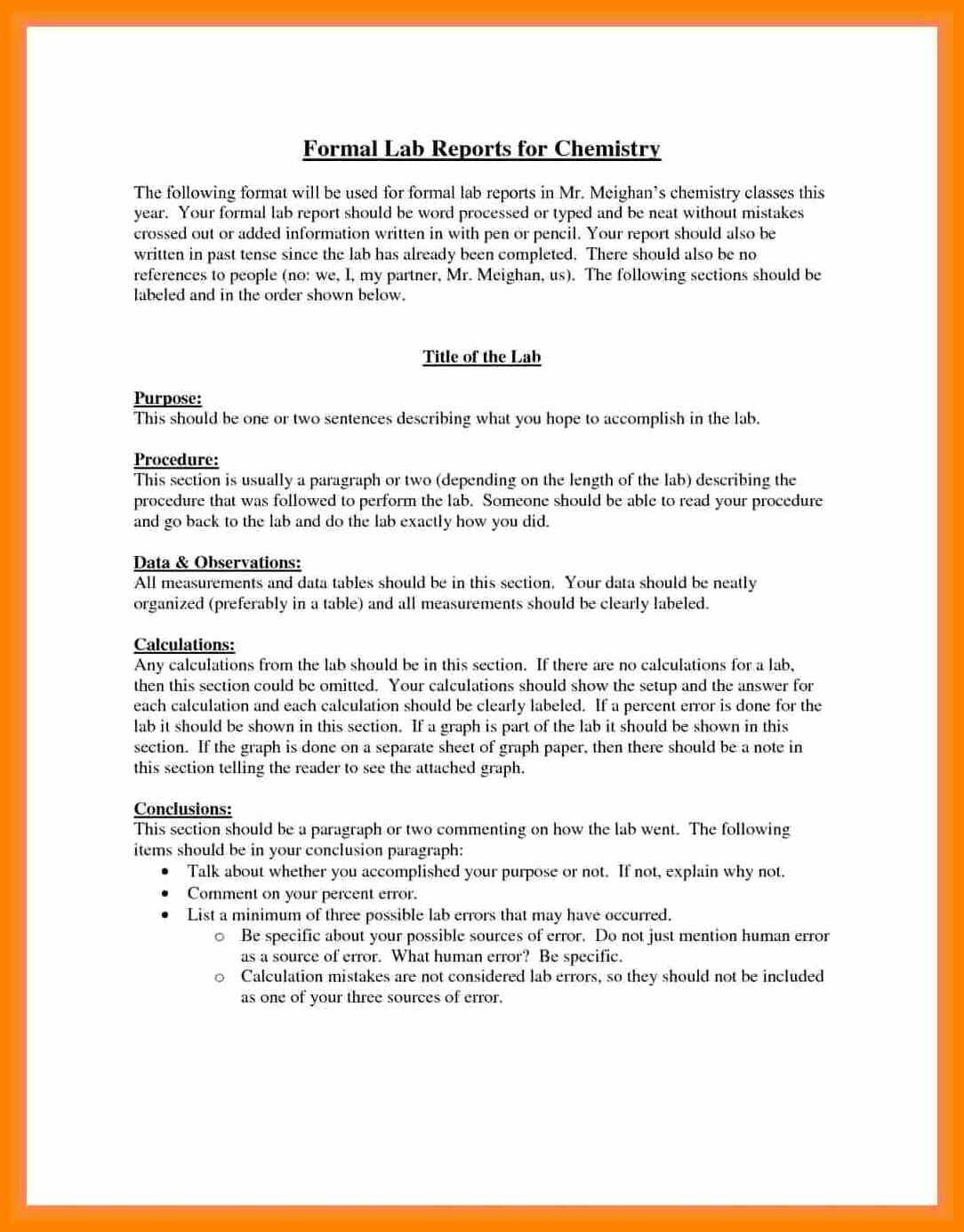 Formal Lab Report Example Best 5 Formal Lab Write Up For Chemistry Lab Report Template