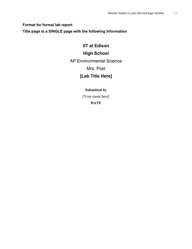 Formal Lab Report Template Intended For Formal Lab Report Template