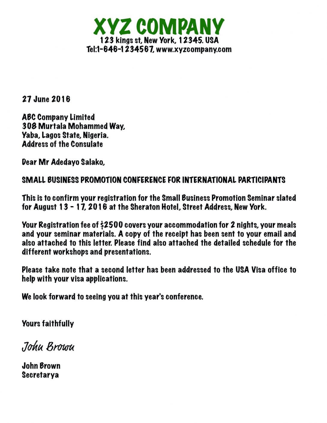 Format Of Business Invitation Letter Sample For Canadian Throughout International Conference Certificate Templates
