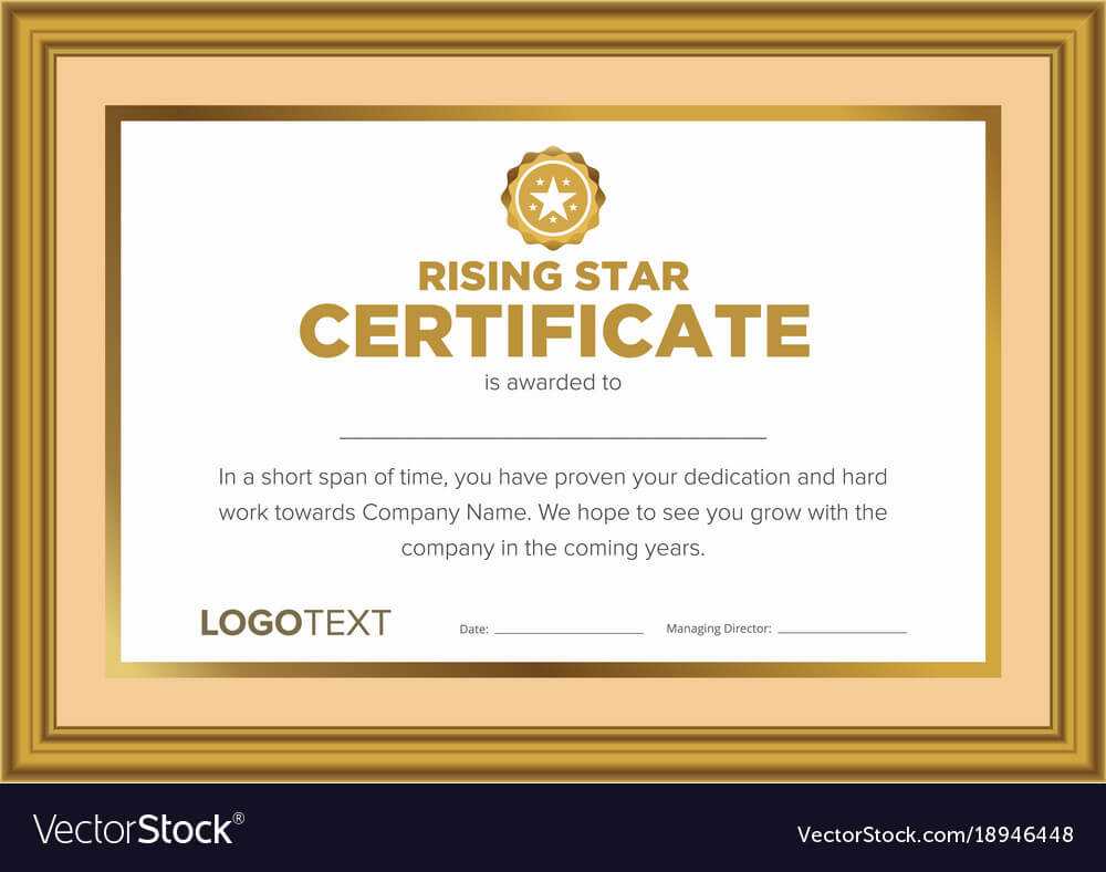 Framed Vintage Rising Star Certificate Inside Star Certificate Templates Free