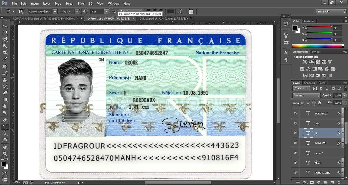 France Id Card Psd Template (Photoshop) This Is France Id Inside French Id Card Template