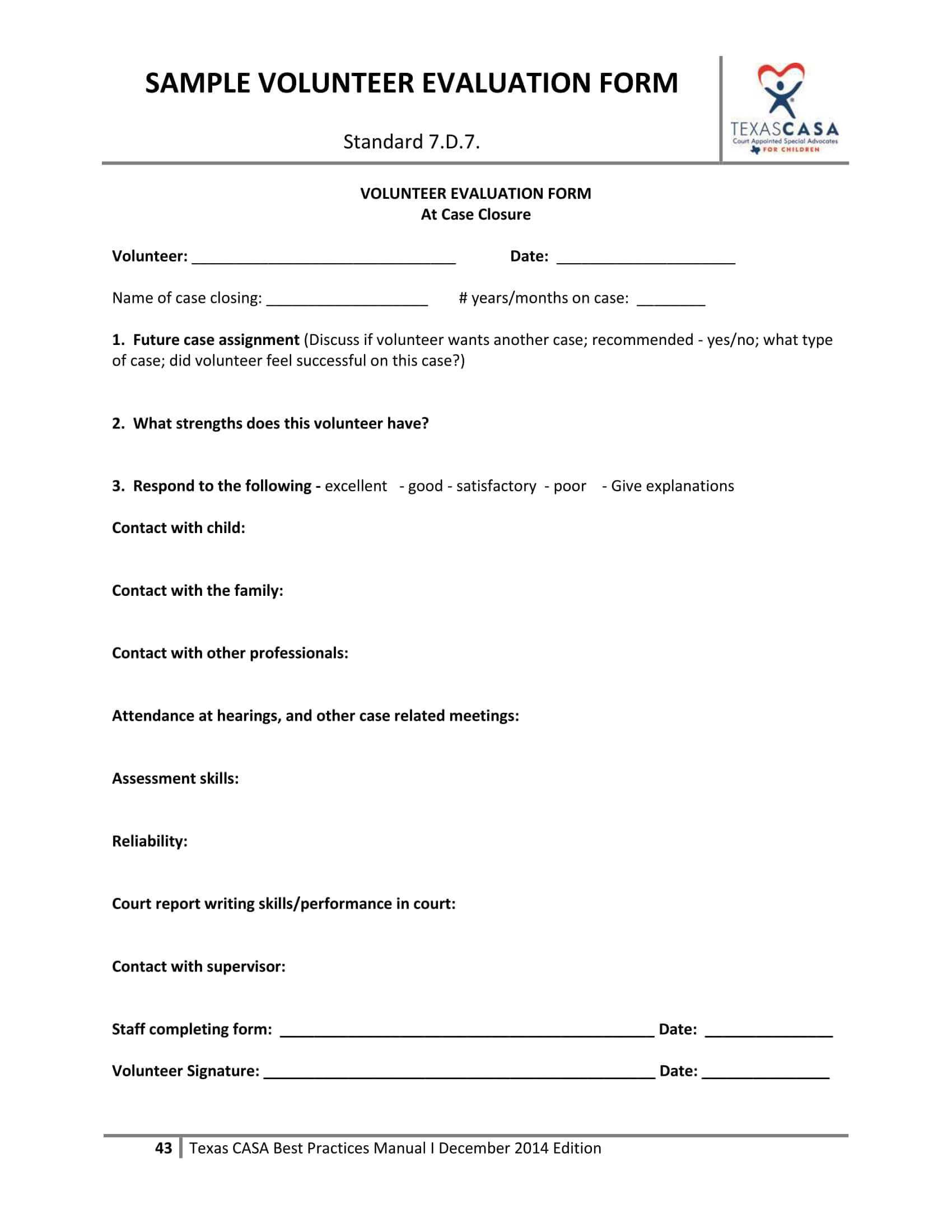 Free 14+ Volunteer Evaluation Forms | Pdf With Regard To Blank Evaluation Form Template