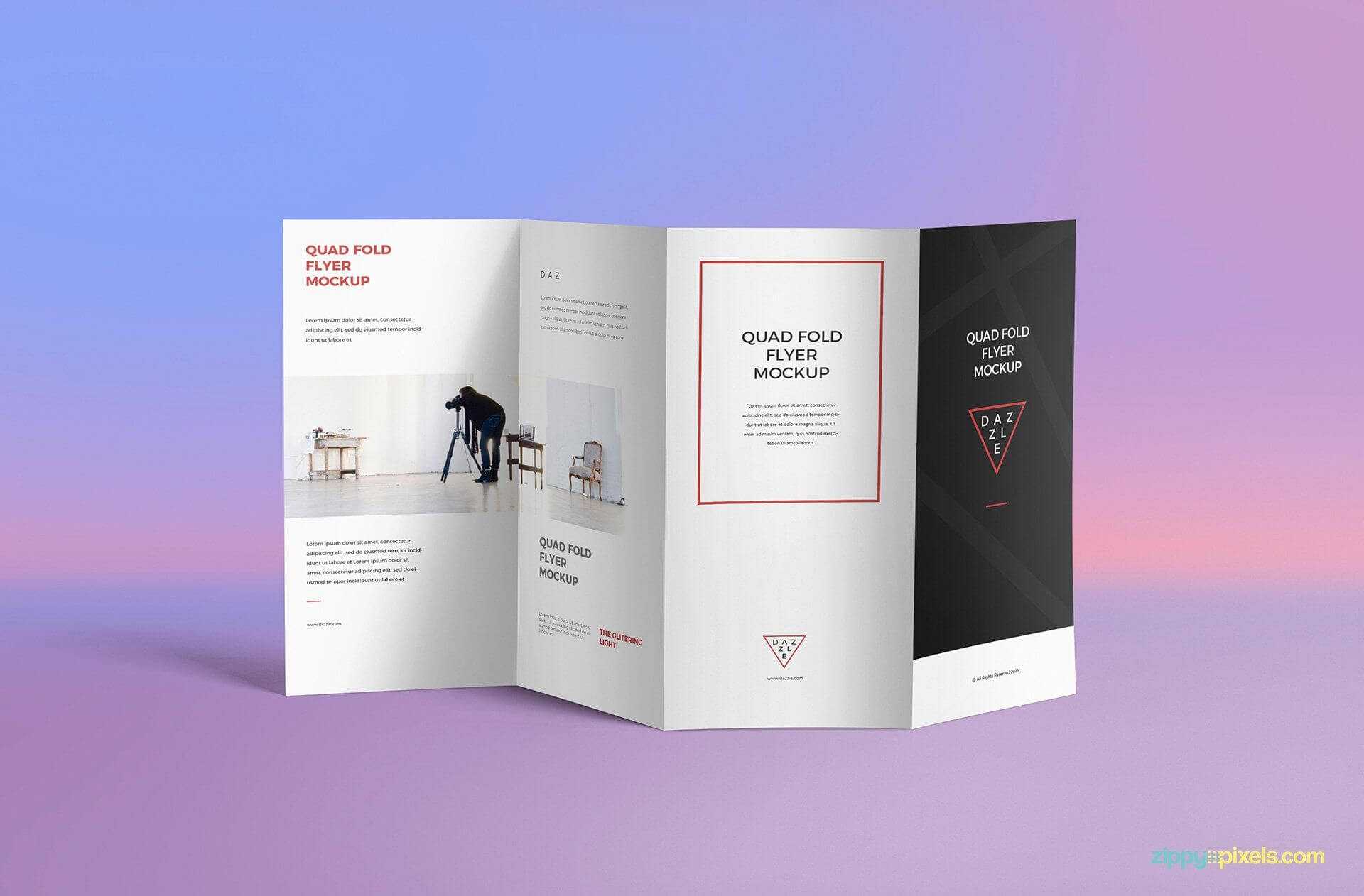 Free 4 Fold Brochure Psd Mockup – Creativebooster | Brochure Pertaining To Quad Fold Brochure Template