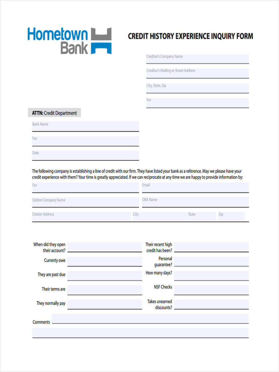 Free 6+ Sample Credit Inquiry Forms In Word | Pdf Pertaining To Enquiry Form Template Word