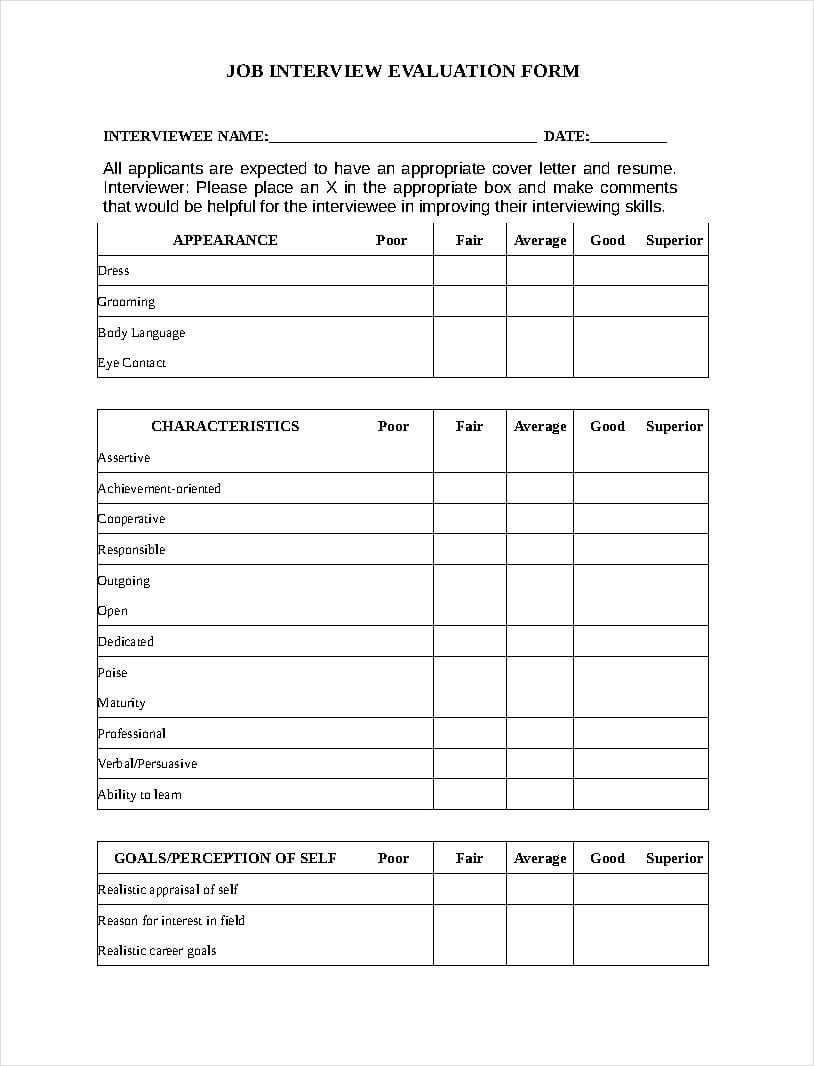 Free 9+ Interview Evaluation Form Examples In Pdf | Examples Within Blank Evaluation Form Template