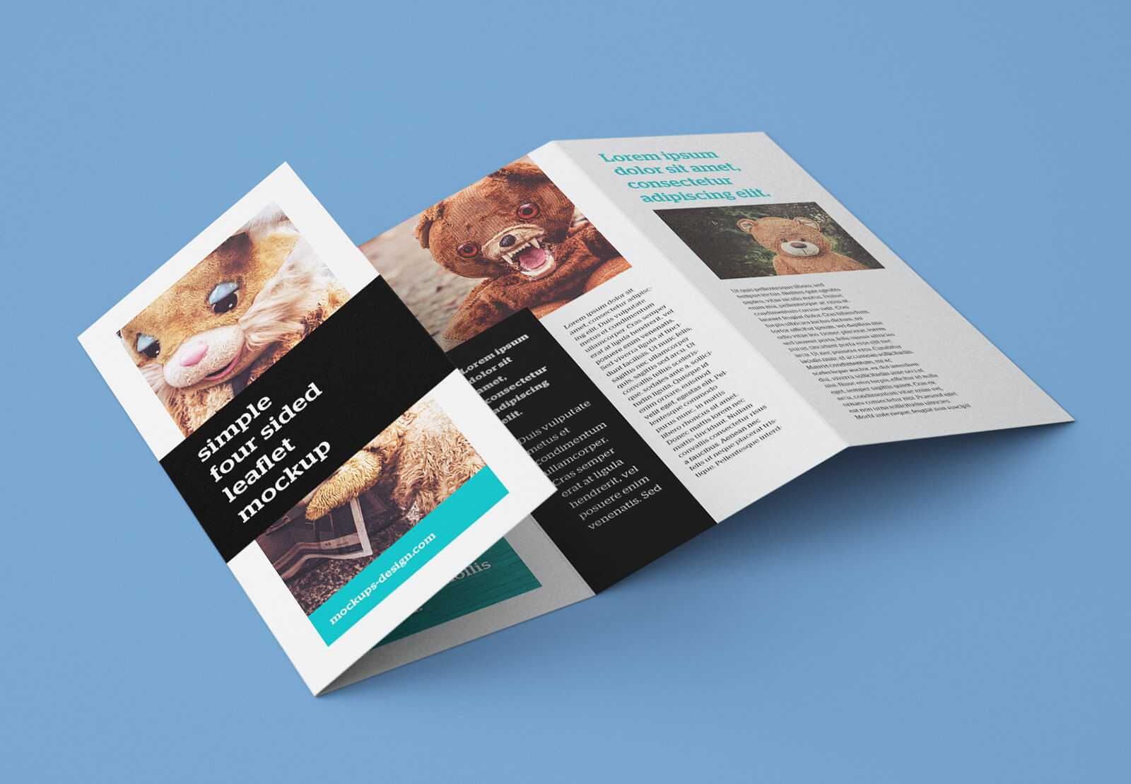 Free Accordion 4 Fold Brochure / Leaflet Mockup Psd In 4 Fold Brochure Template