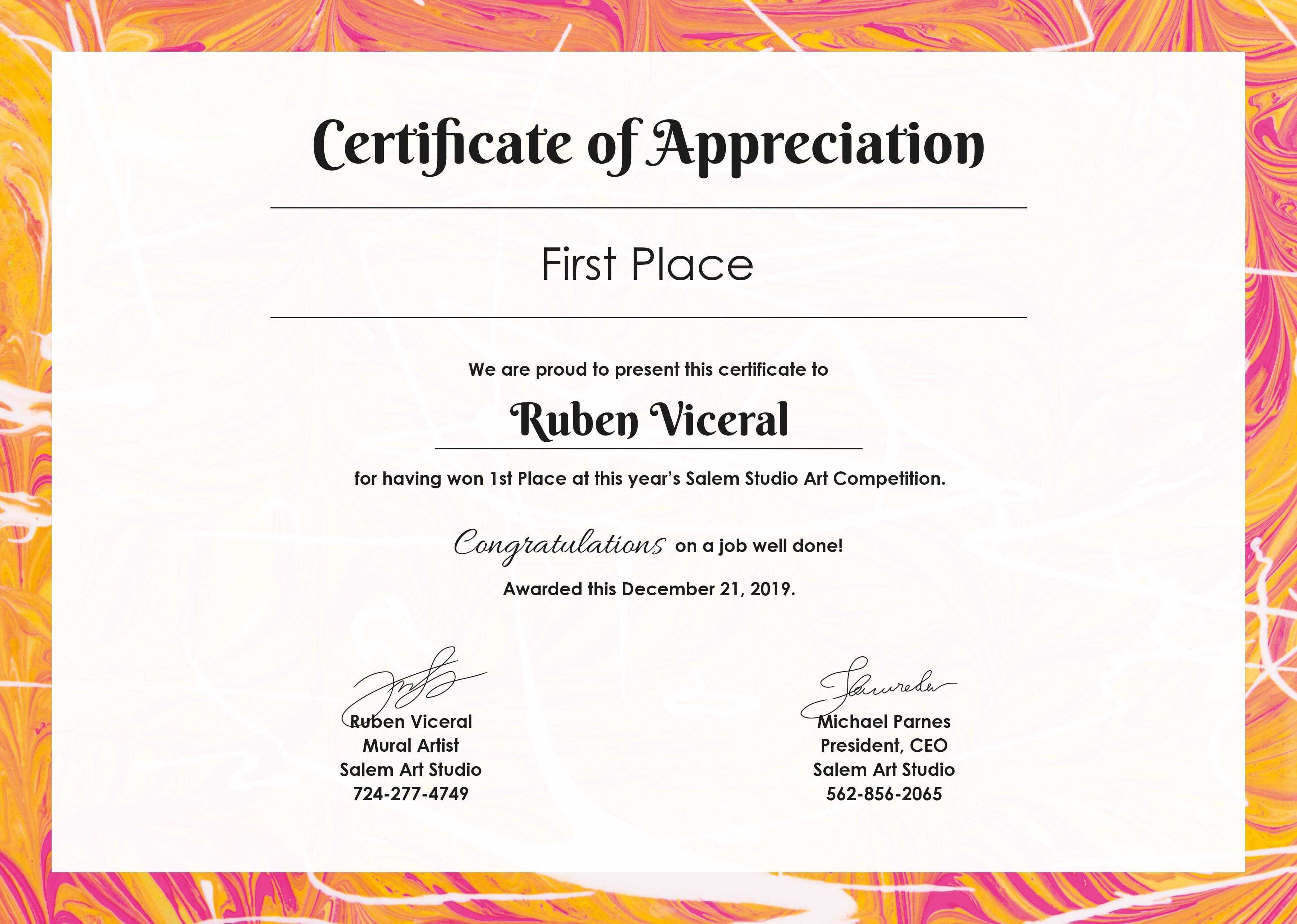 Free Appreciation Certificate | Certificate Of Appreciation Regarding Workstation Authentication Certificate Template