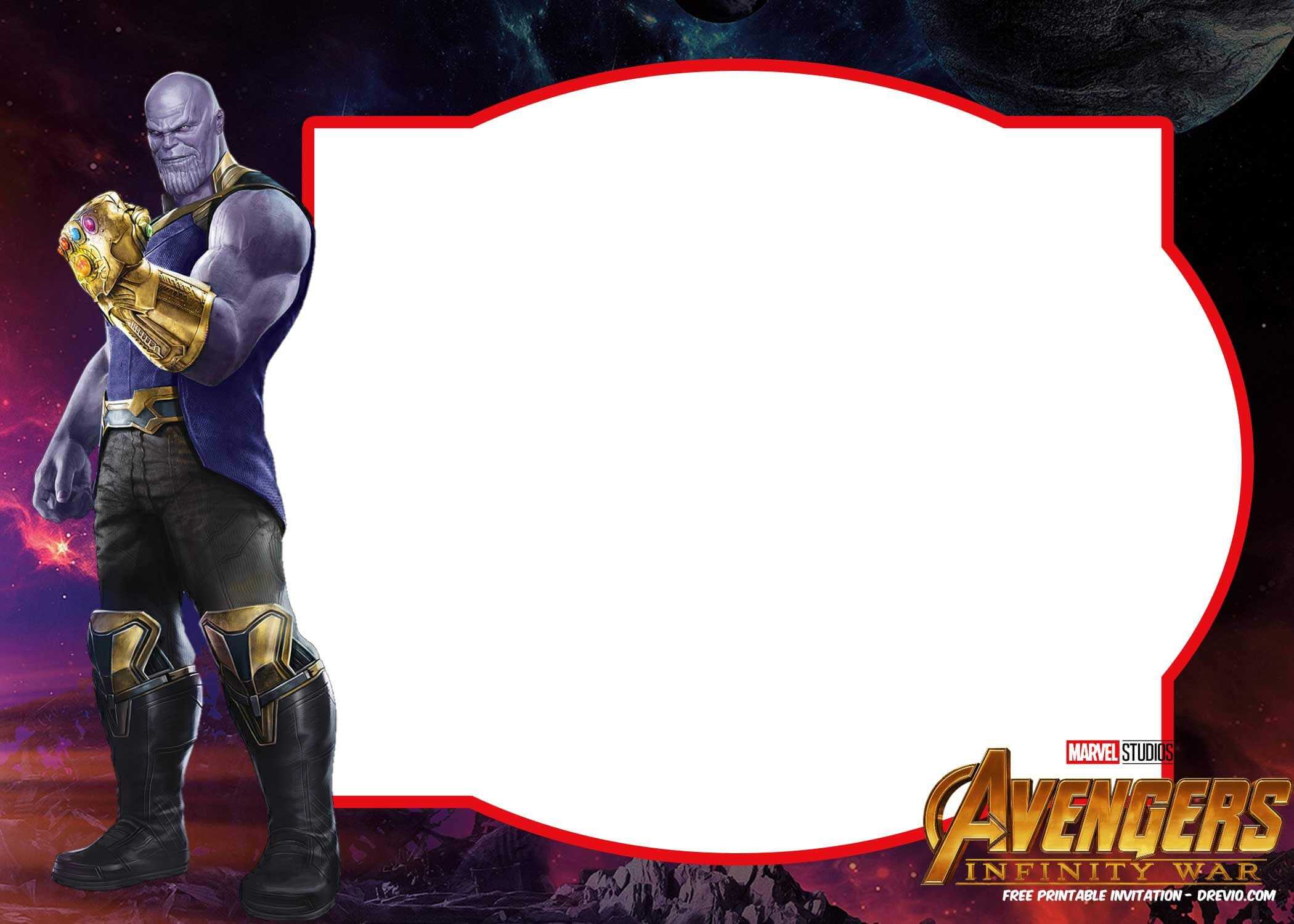 Free Avengers Infinity Wars Birthday Invitation Templates Pertaining To Avengers Birthday Card Template