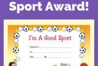 Free Award Certificate - I'm A Good Sport (Primary in Sports Day Certificate Templates Free