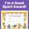 Free Award Certificate - I'm A Good Sport (Primary in Sports Day Certificate Templates Free