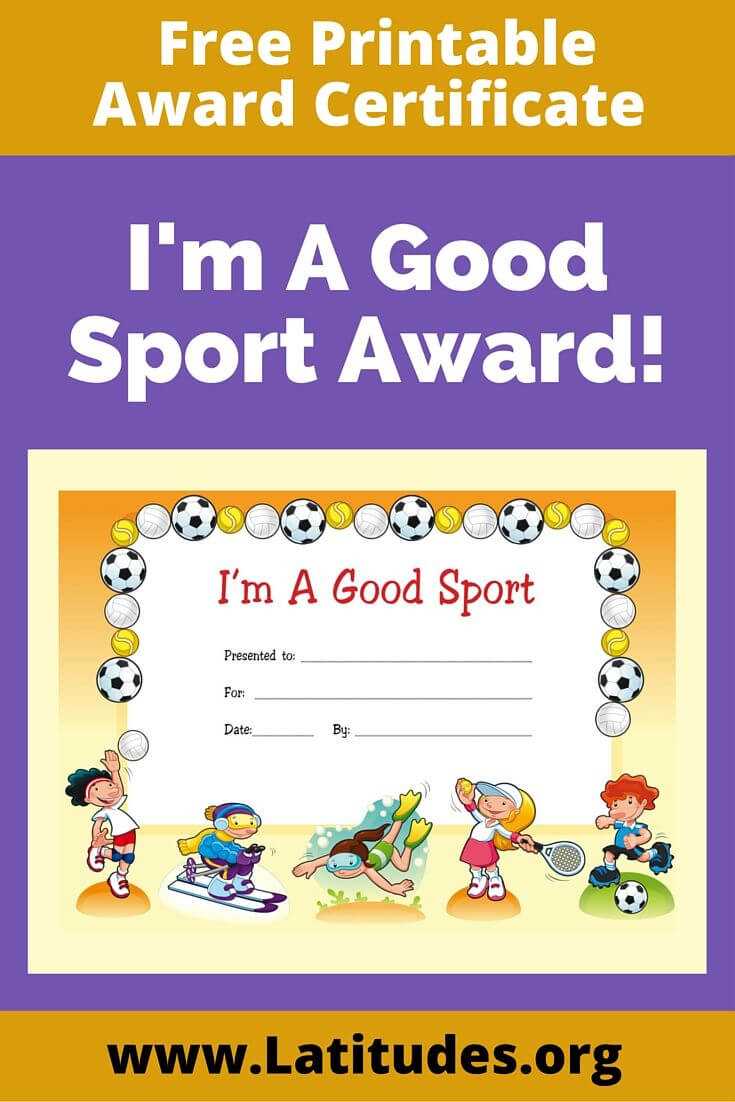 Free Award Certificate – I'm A Good Sport (Primary In Sports Day Certificate Templates Free