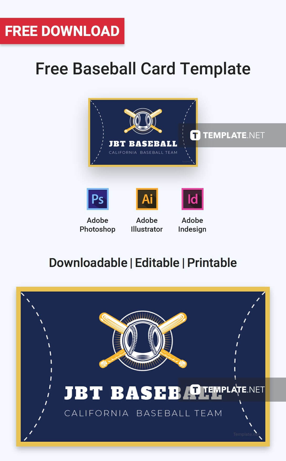 Free Baseball Card | Card Templates & Designs 2019 Throughout Baseball Card Template Microsoft Word