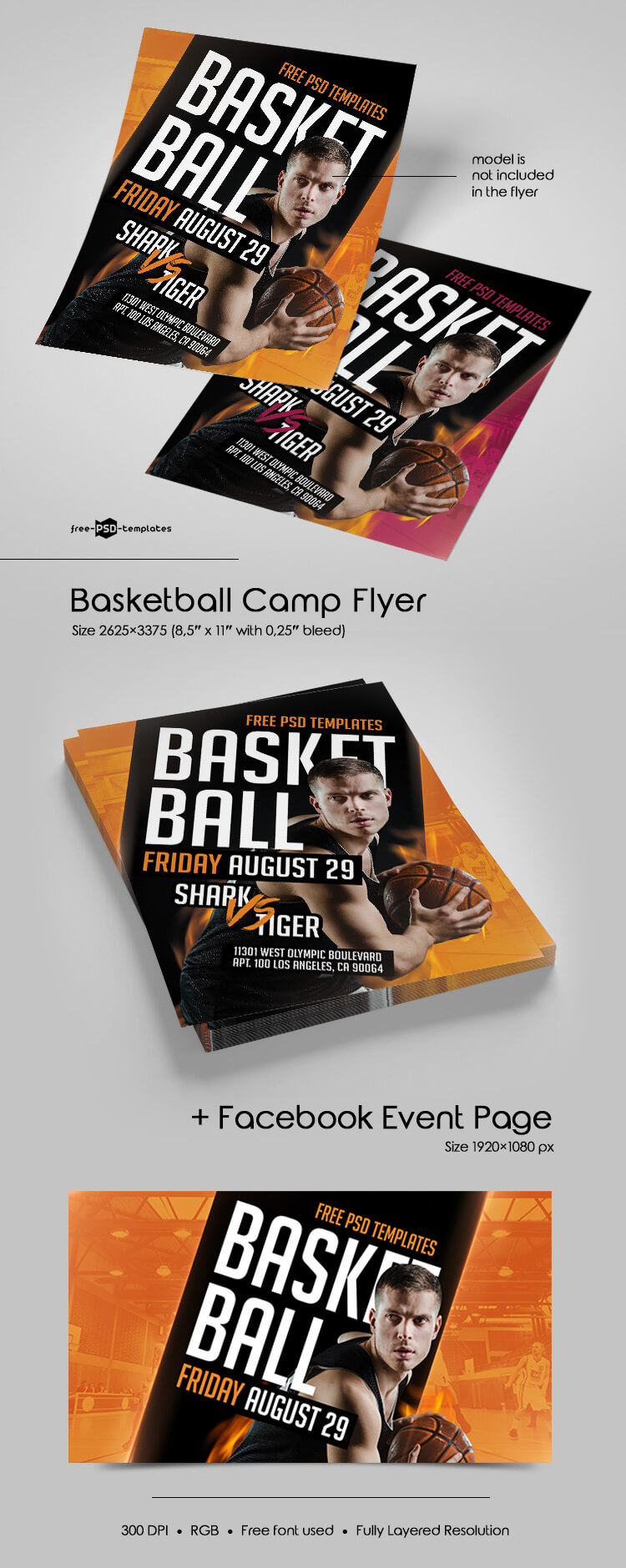 Free Basketball Camp Flyer In Psd | Free Psd Templates With Basketball Camp Brochure Template