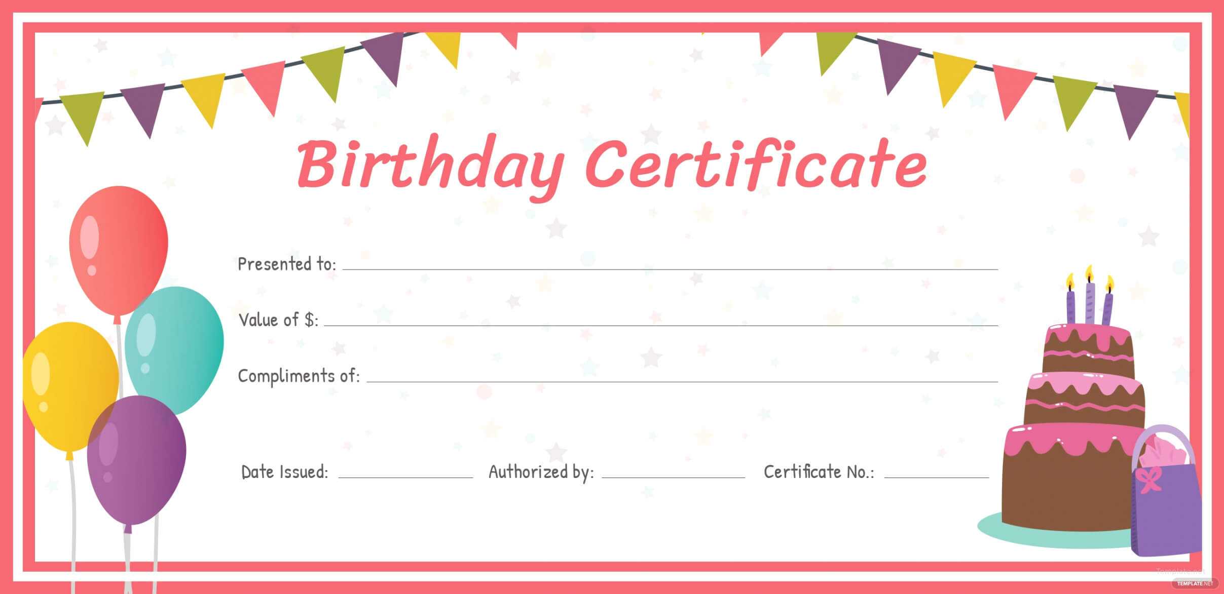 Free Birthday Gift Certificate Template In Adobe (Voucher Throughout Fillable Gift Certificate Template Free