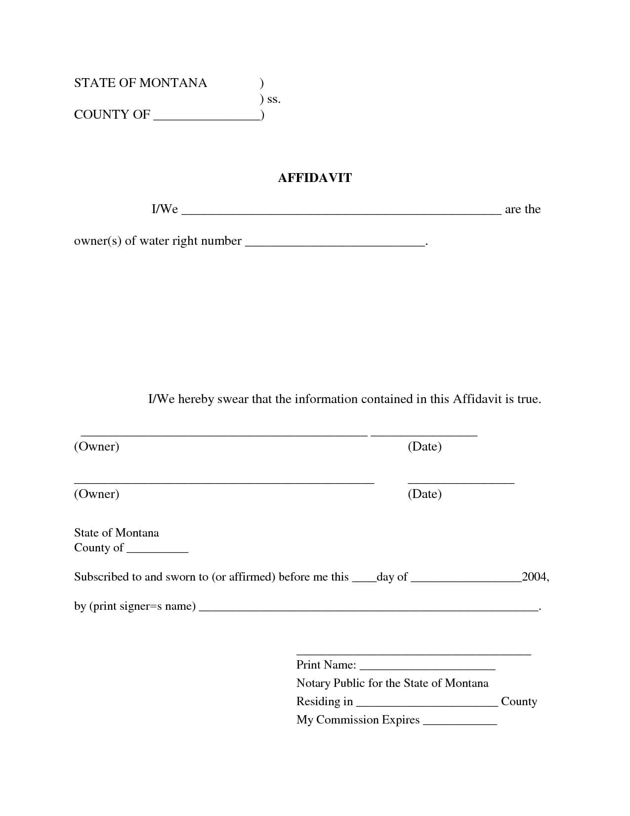 Free Blank Affidavit Form | Blank Sworn Affidavit Forms Intended For Blank Legal Document Template