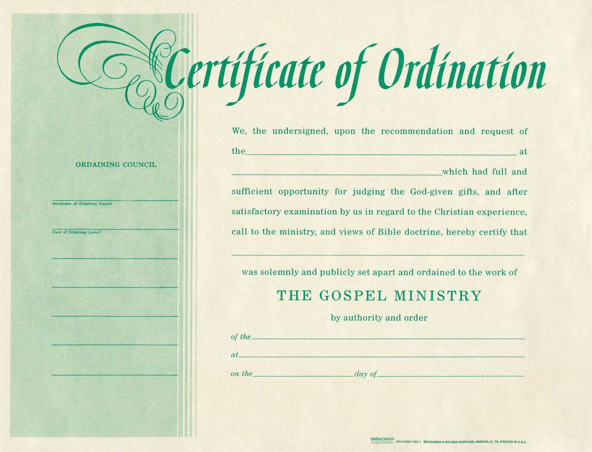 Ordination Certificate Templates