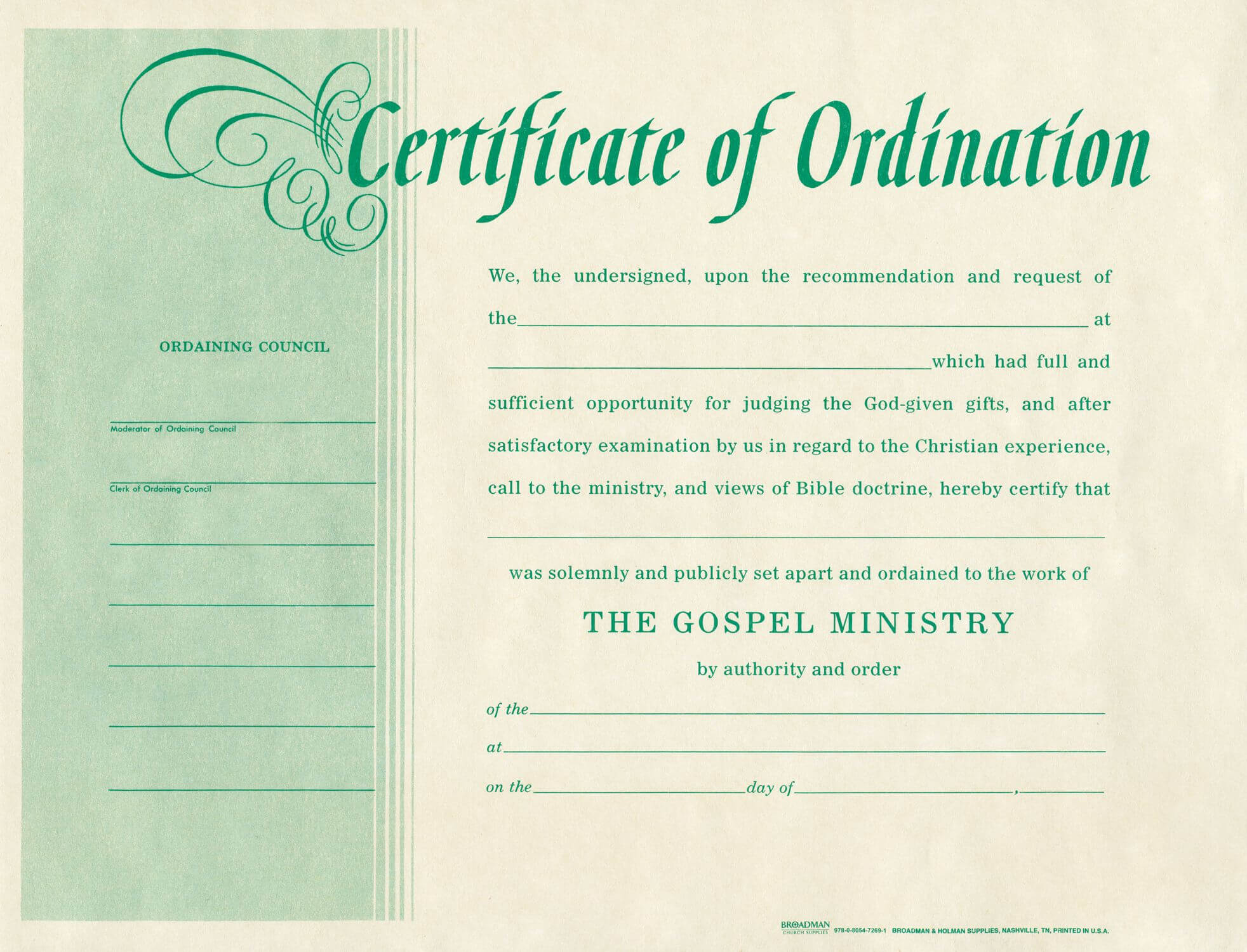 Free Blank Certificate Of Ordination | Ordination For With Ordination Certificate Template