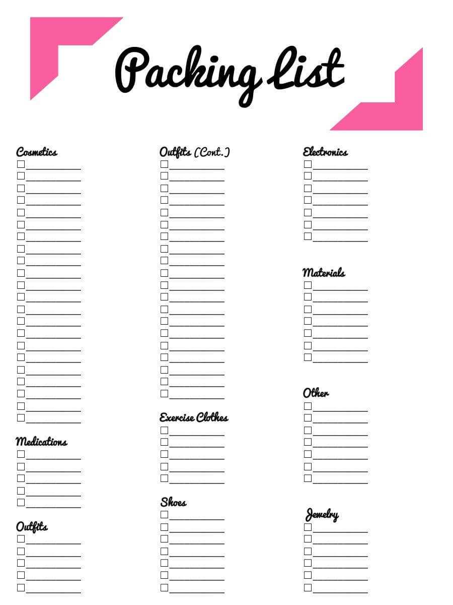 Free Blank Checklist Template Word Payment Via Letter Of With Regard To Blank Packing List Template