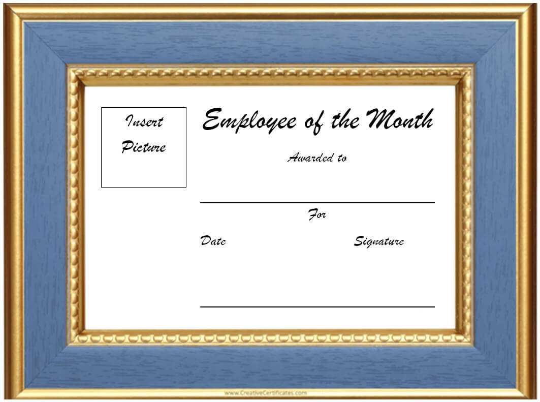 Free Blank Employee Of The Month Certificate #1956 Inside Manager Of The Month Certificate Template