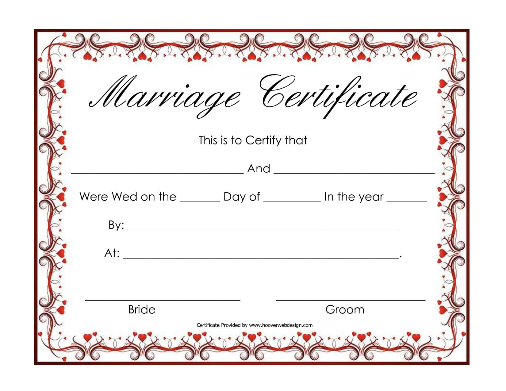 Free Blank Marriage Certificates | Printable Marriage Inside Blank Marriage Certificate Template