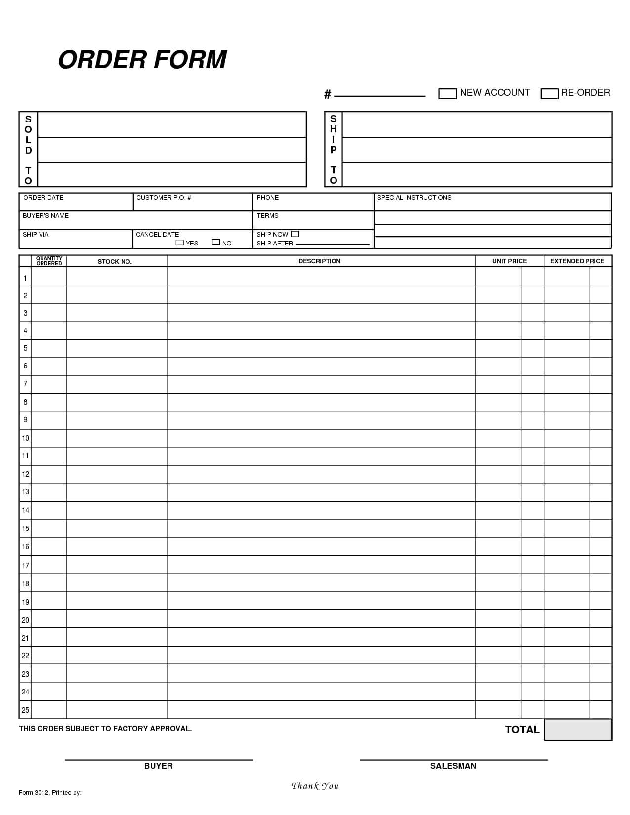 Free Blank Order Form Template | Yummy | Order Form Template Inside Blank T Shirt Order Form Template