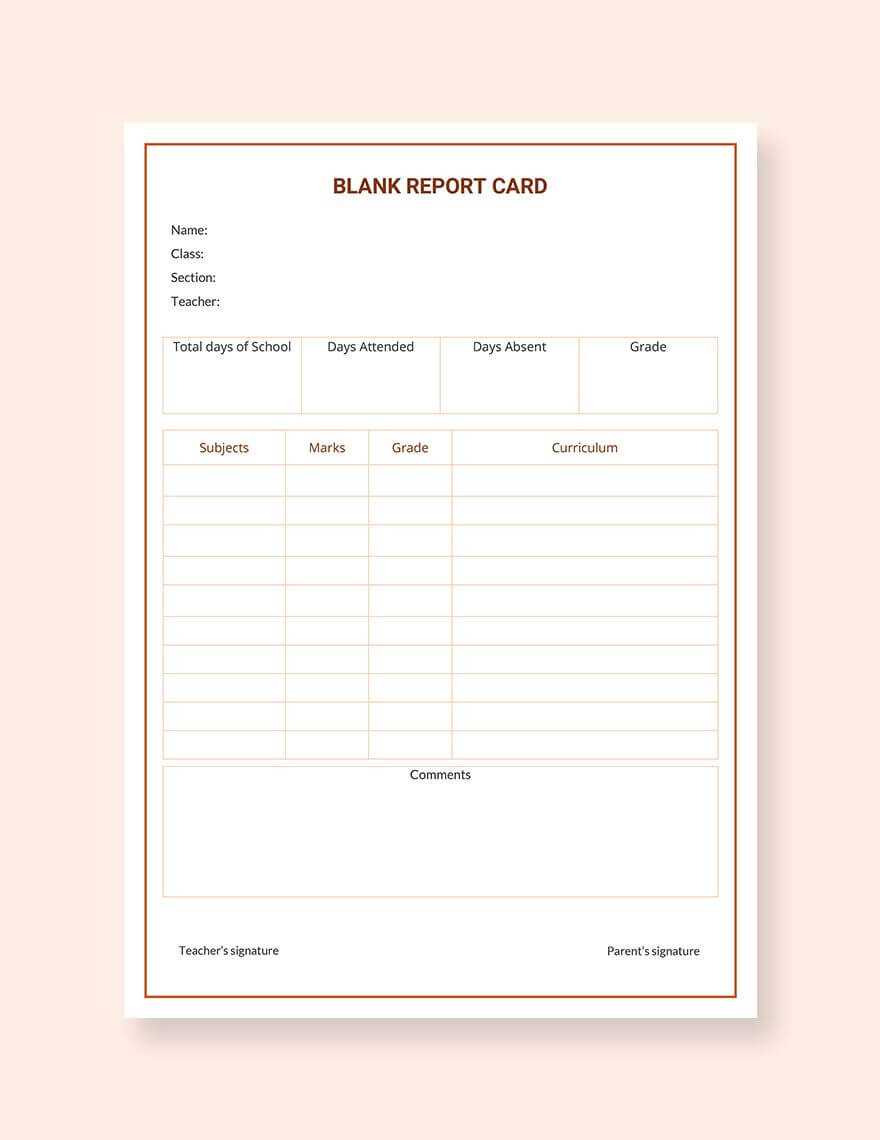 Free Blank Report Card | No | Report Card Template, School With Regard To School Report Template Free