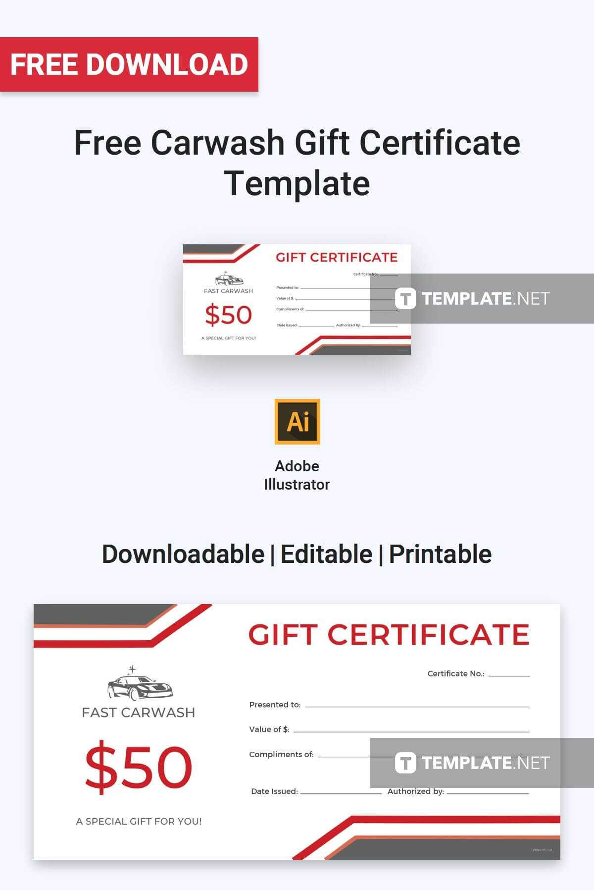 Free Carwash Gift Certificate | Certificate Templates Intended For Gift Certificate Template Indesign