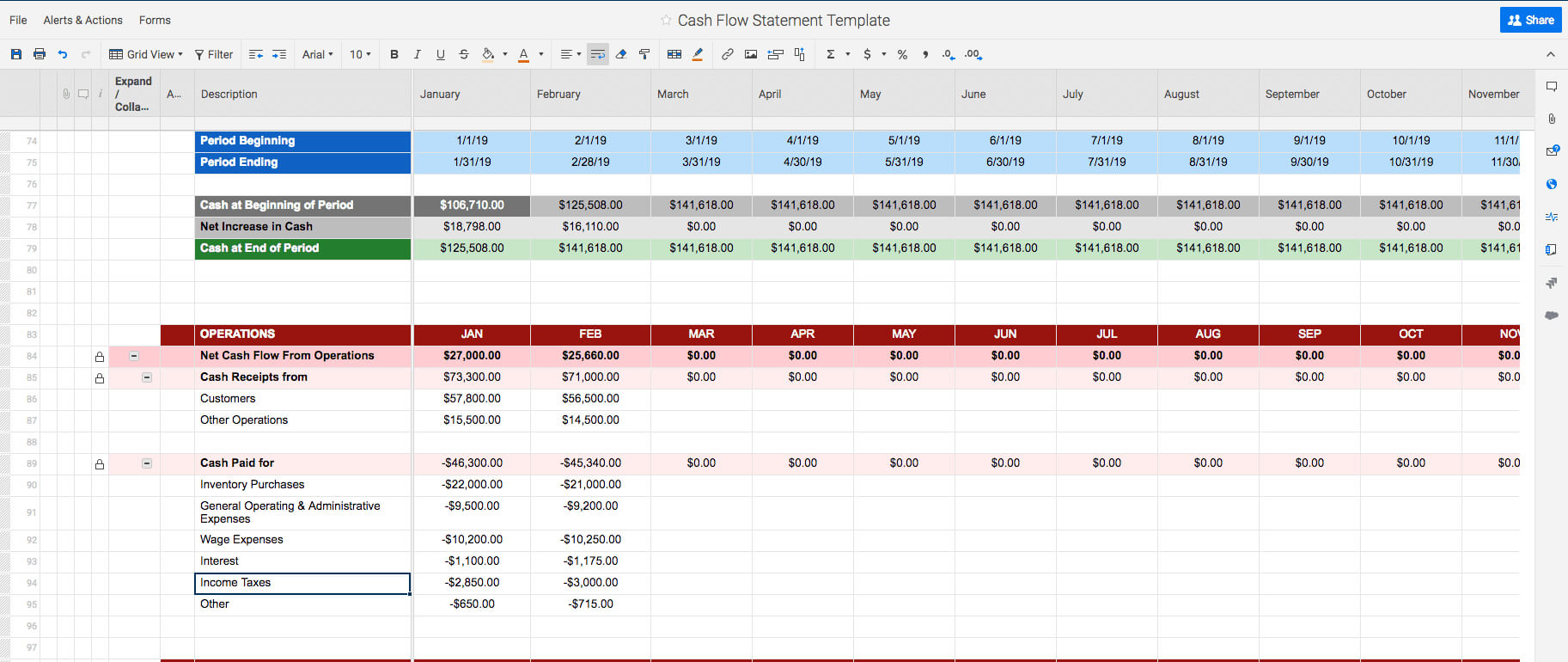 Free Cash Flow Statement Templates | Smartsheet Intended For Cash Position Report Template