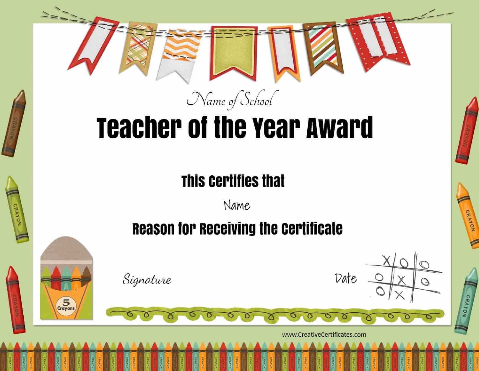 Free Certificate Of Appreciation For Teachers | Customize Regarding Star Of The Week Certificate Template