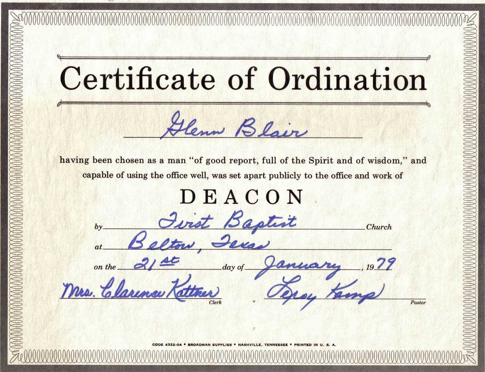 Free Certification: Free Ordination Certificate With Ordination Certificate Template