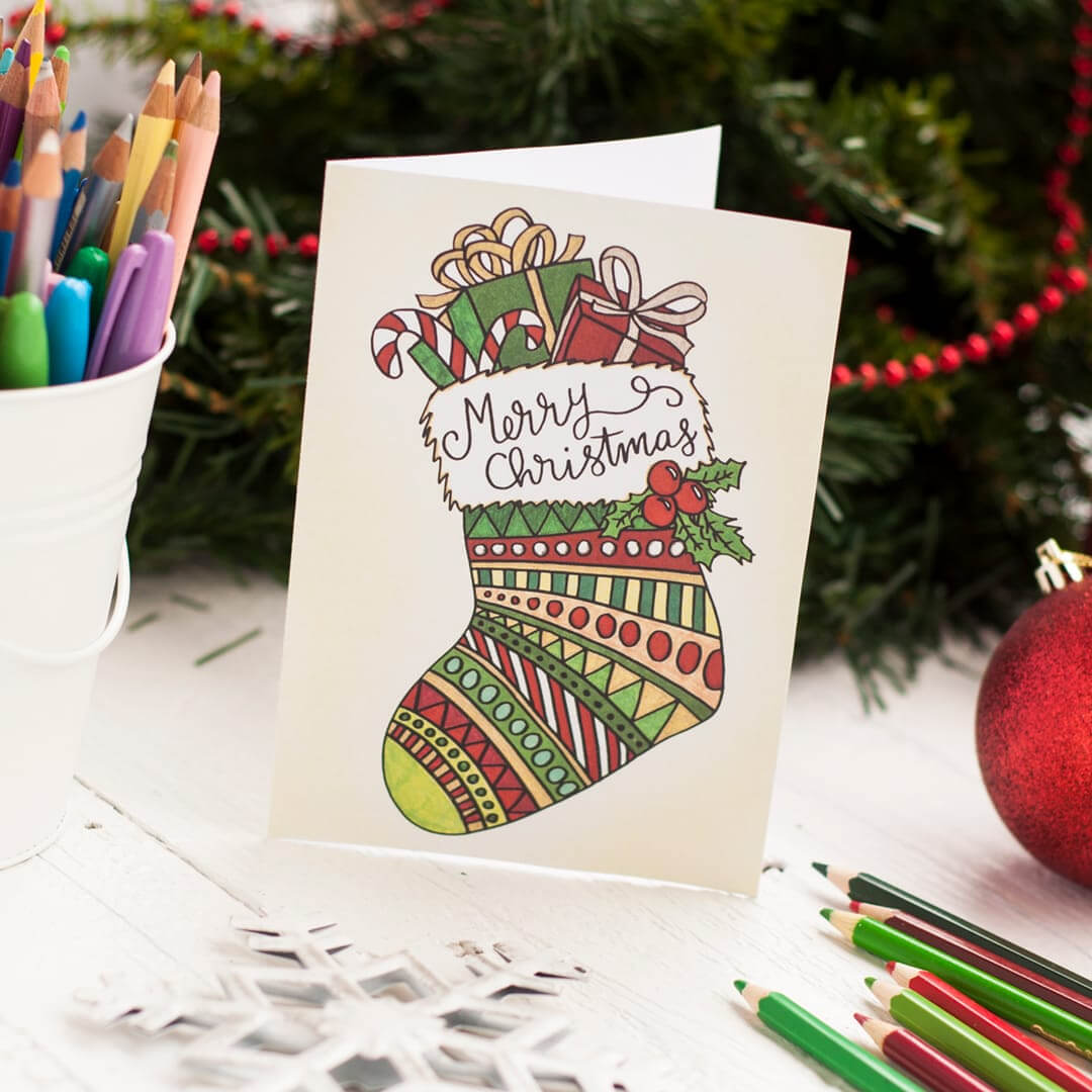 Free Christmas Coloring Card Intended For Diy Christmas Card Templates