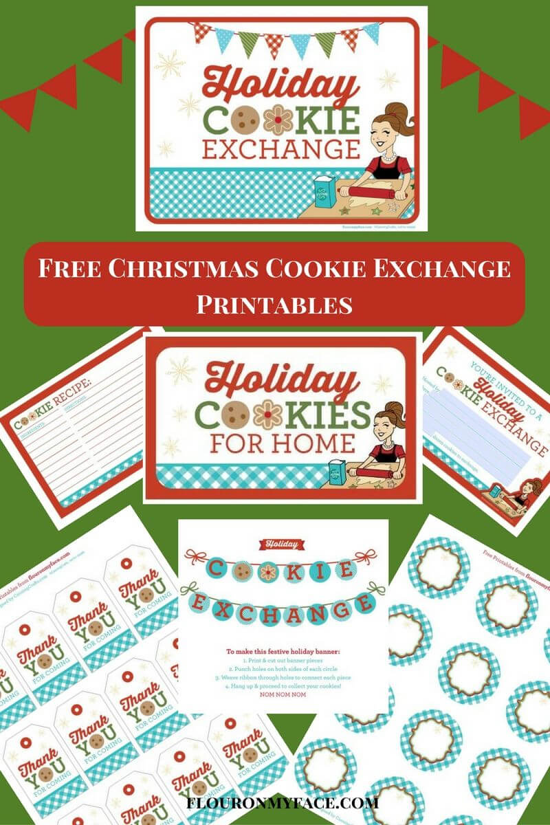 Free Christmas Cookie Exchange Printables – Flour On My Face For Cookie Exchange Recipe Card Template