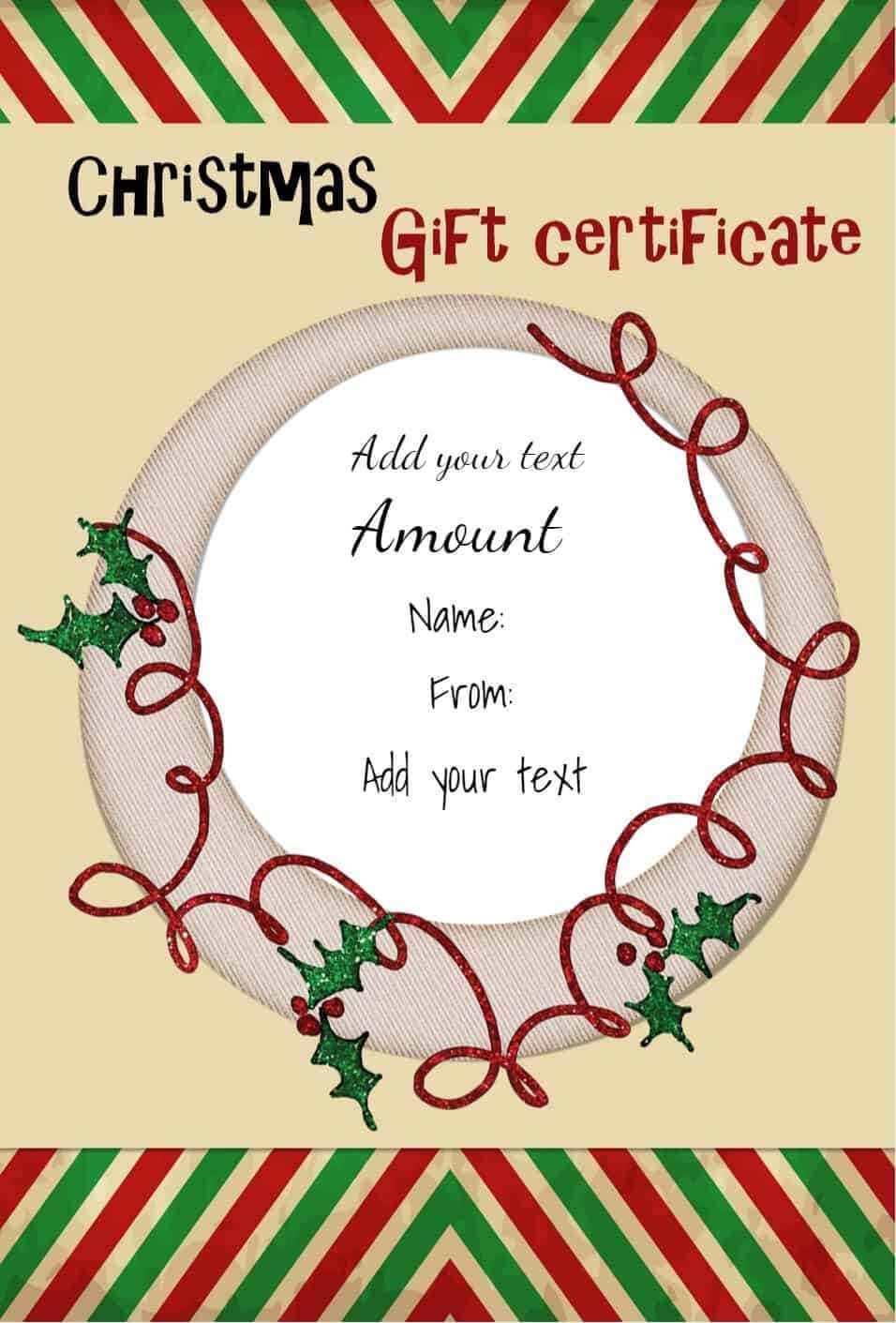 Free Christmas Gift Certificate Template | Customize Online For Christmas Gift Certificate Template Free Download