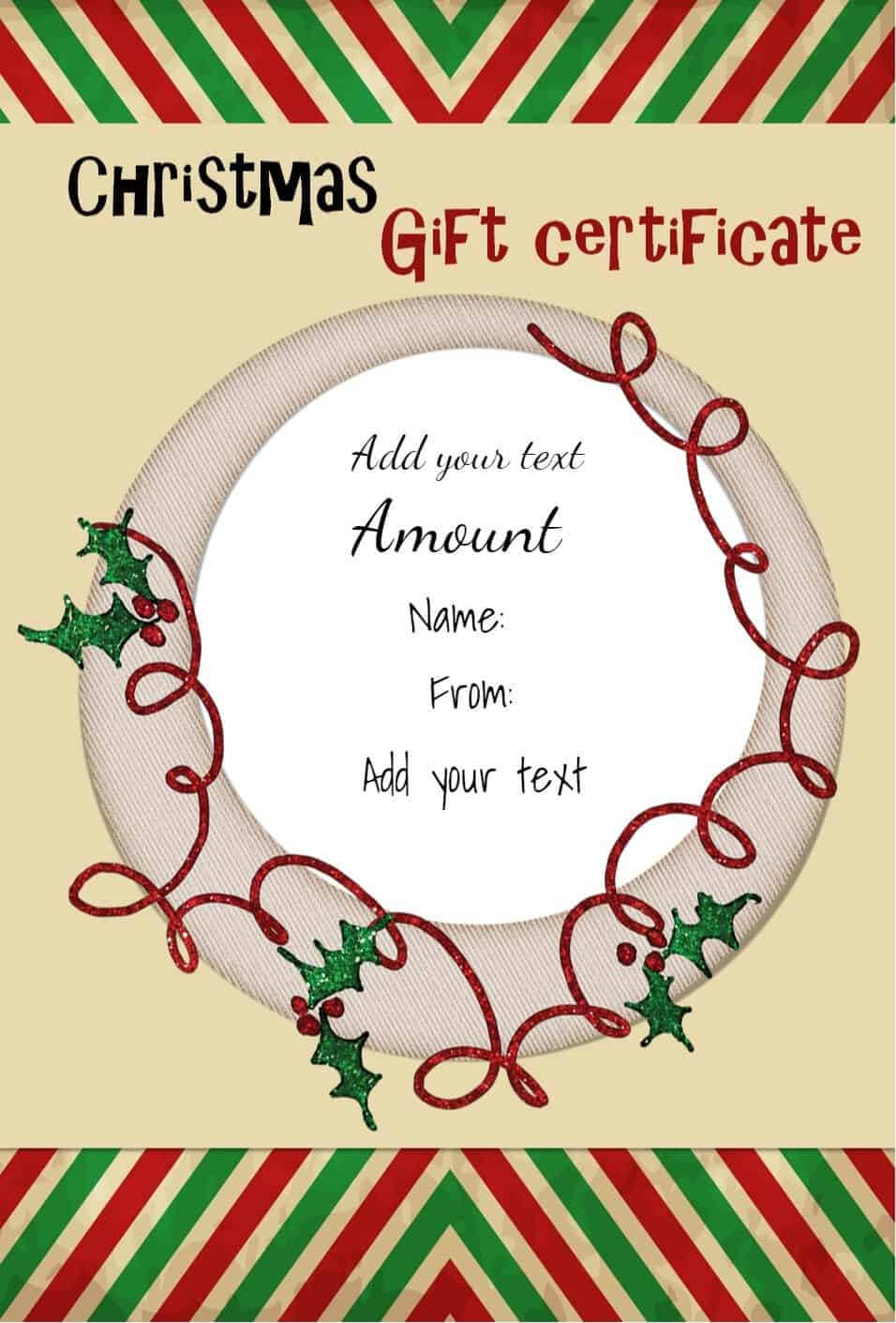 Free Christmas Gift Certificate Template | Customize Online With Regard To Free Christmas Gift Certificate Templates