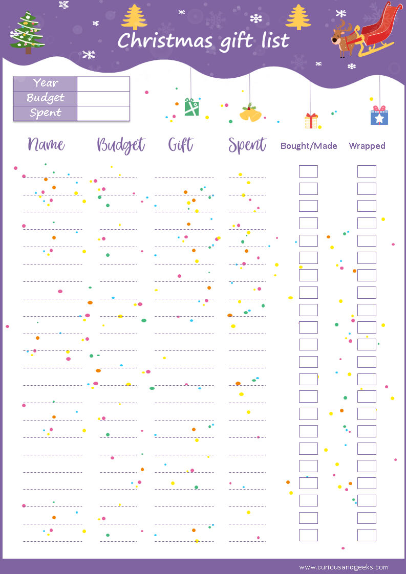 Free Christmas List Templates + An Excel Version – Curious Inside Christmas Card List Template