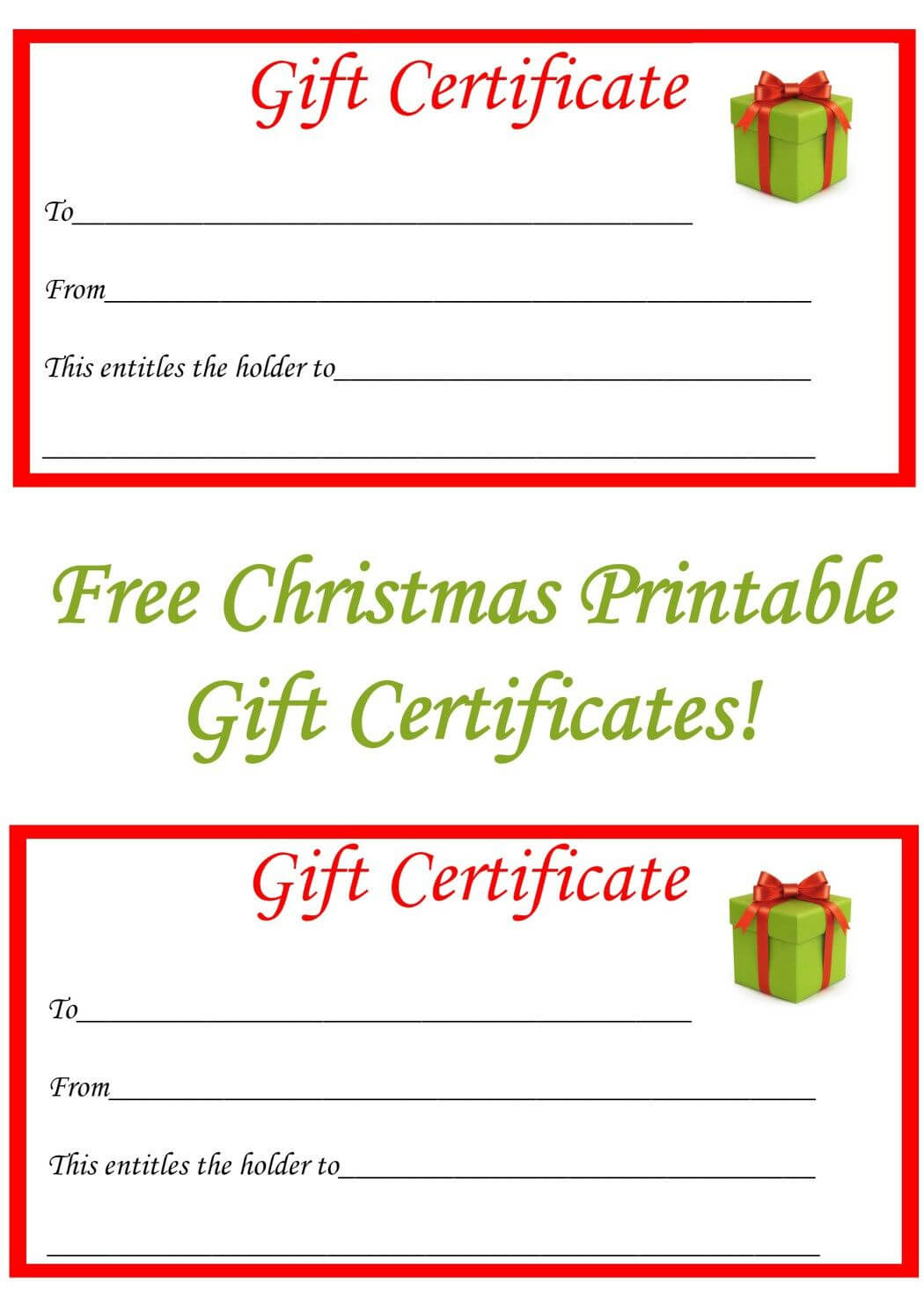 Free Christmas Printable Gift Certificates | Free Gift With Regard To Homemade Christmas Gift Certificates Templates