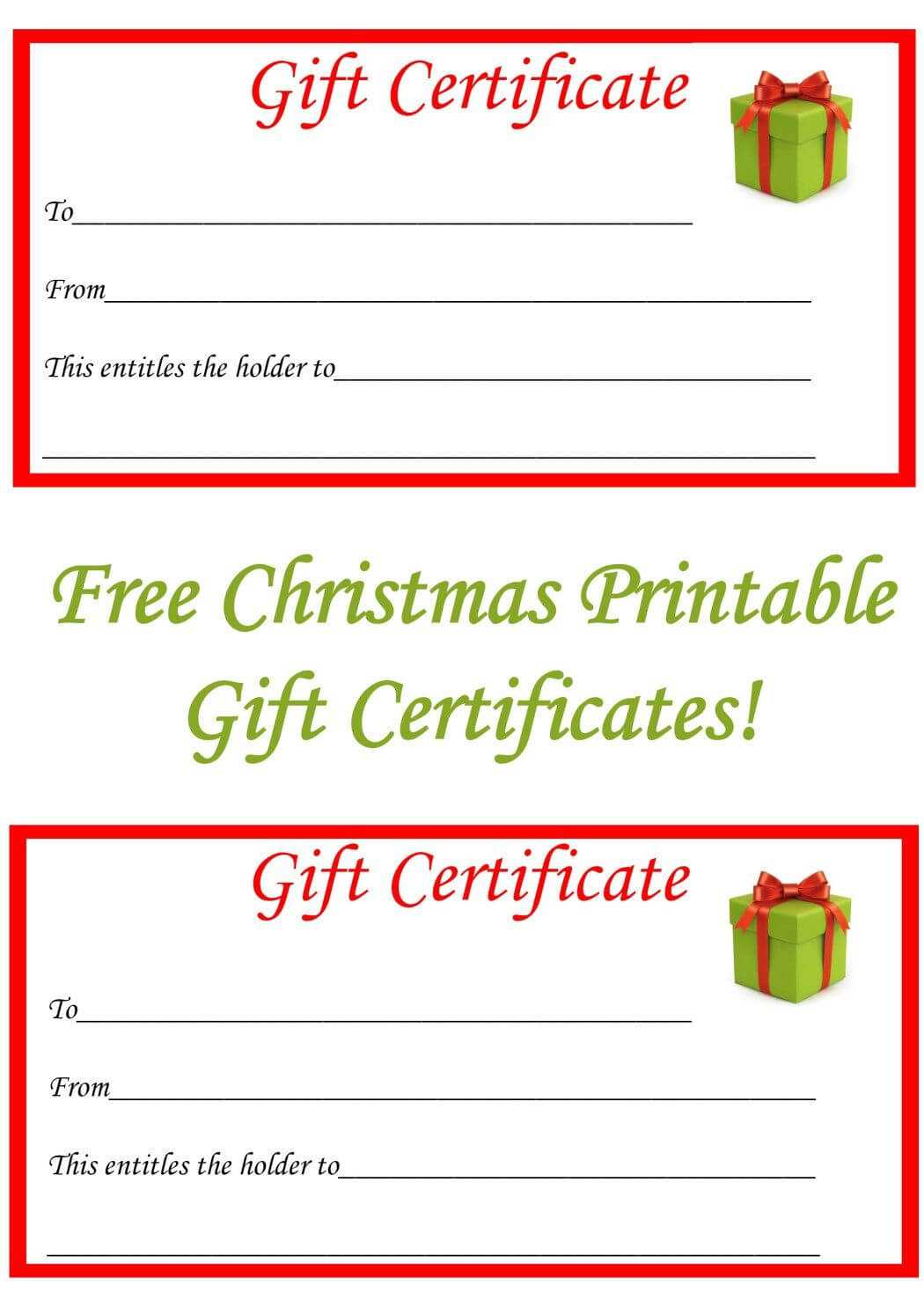 Free Christmas Printable Gift Certificates | Free Gift Within Homemade Gift Certificate Template