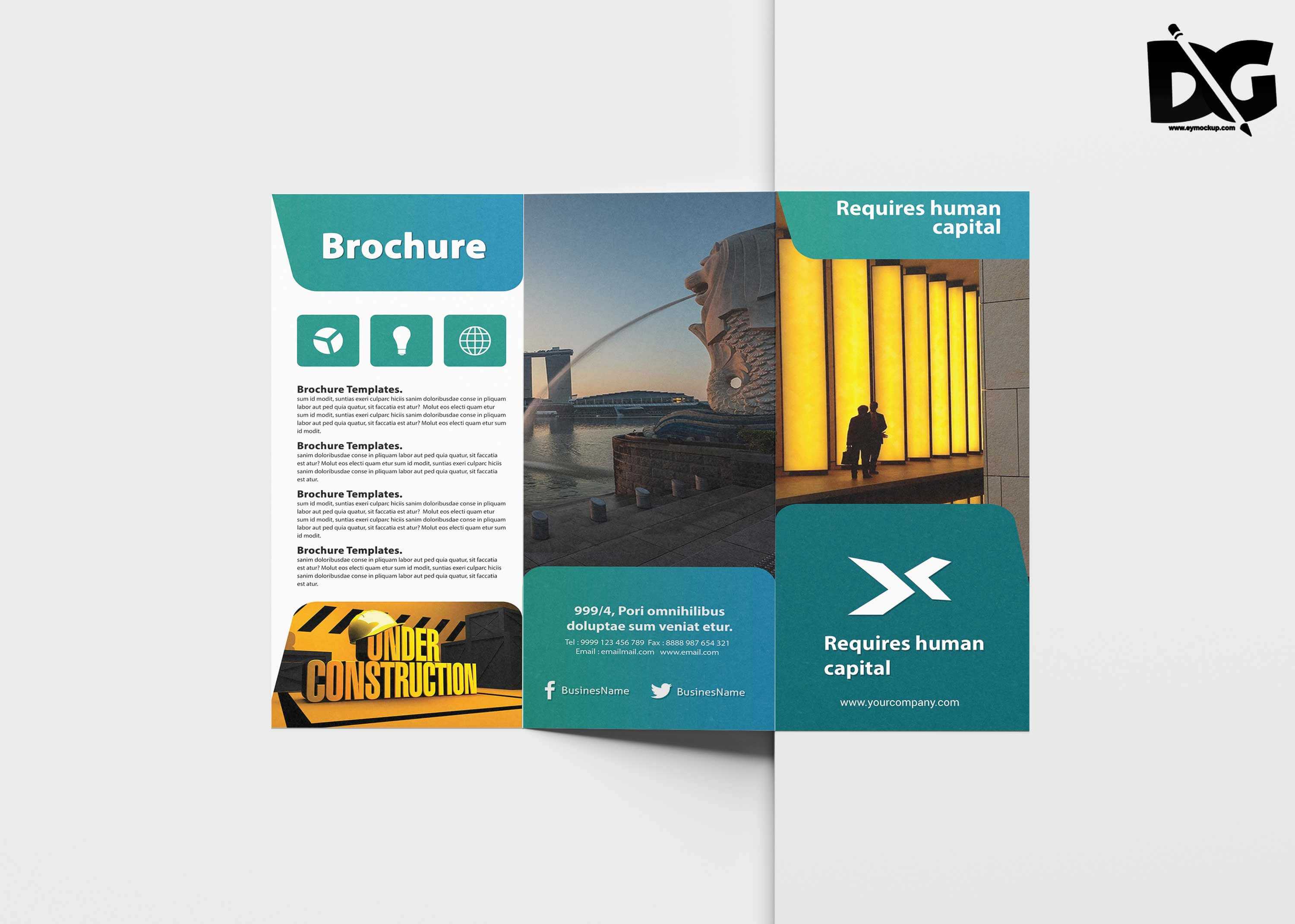 Free Clean Tri Fold Brochure Template | Free Psd Mockup With Regard To Cleaning Brochure Templates Free