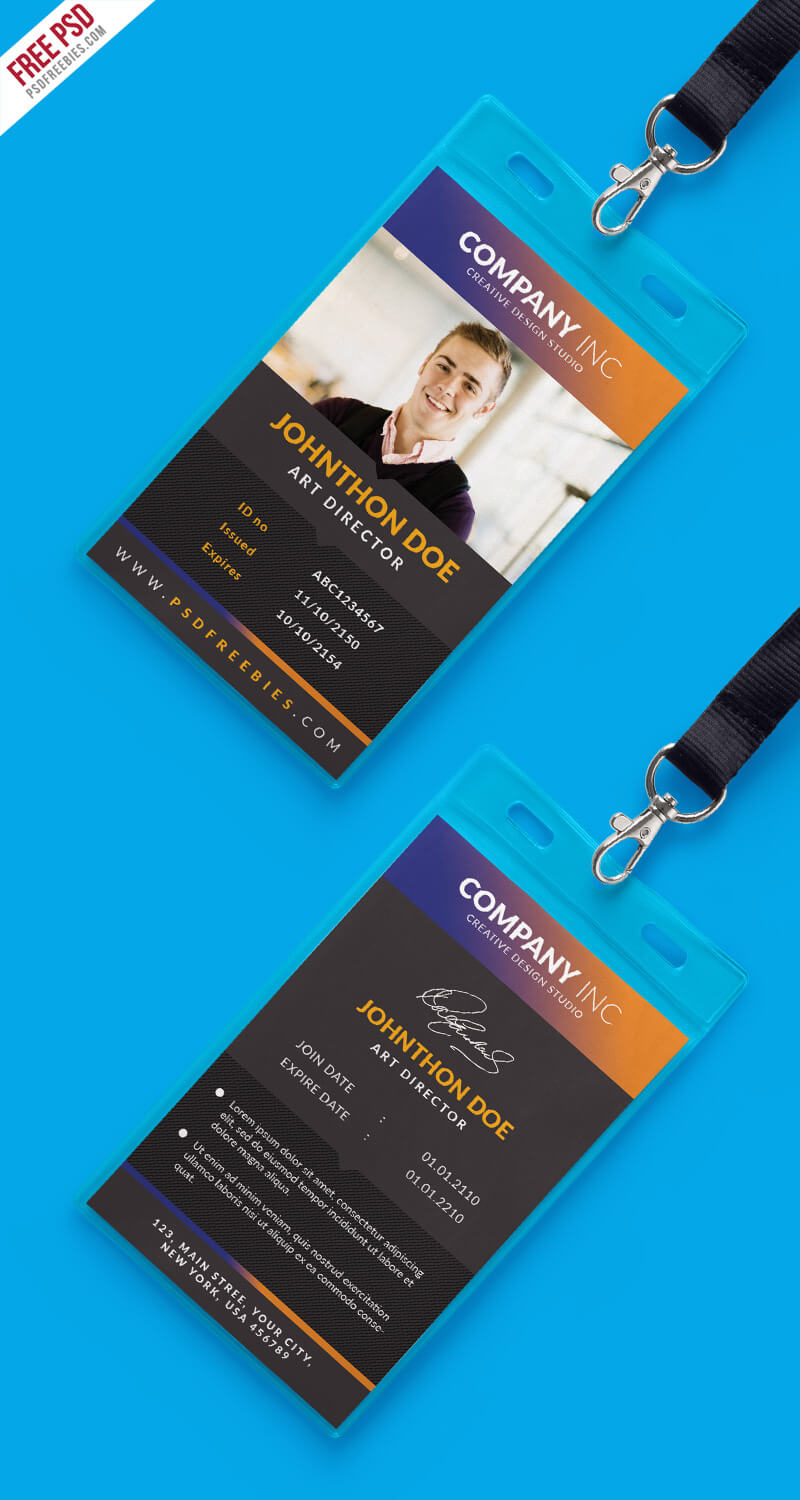 Free Creative Identity Card Design Template Psd Pertaining To College Id Card Template Psd