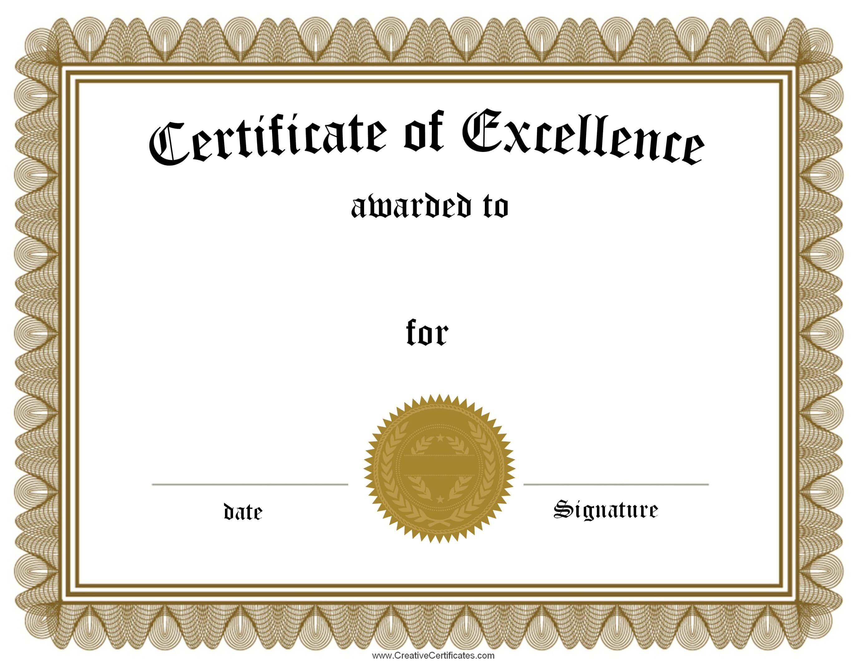 Free Customizable Certificate Achievement Employee With Award Of Excellence Certificate Template