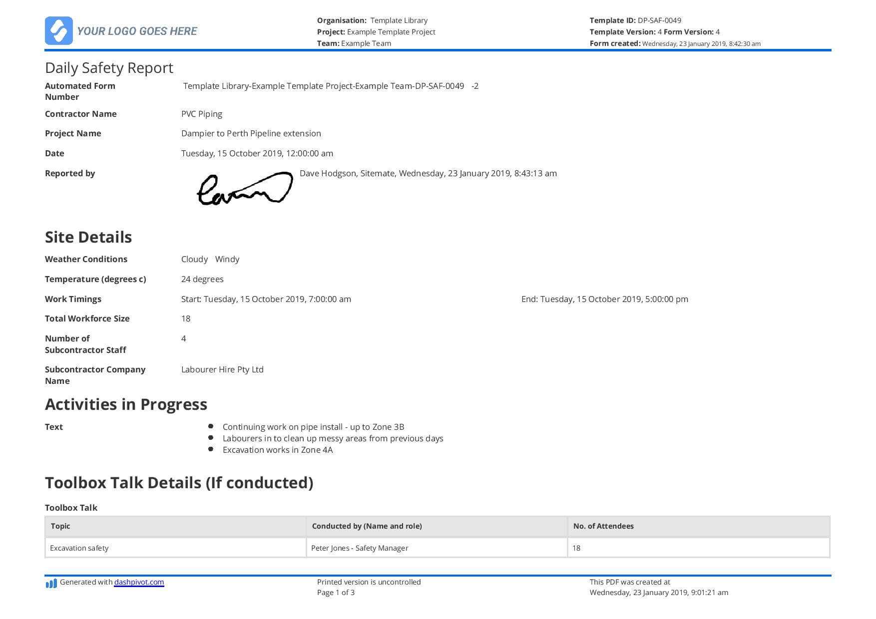 Free Daily Safety Report Template (Better Than The Format In Within Daily Site Report Template