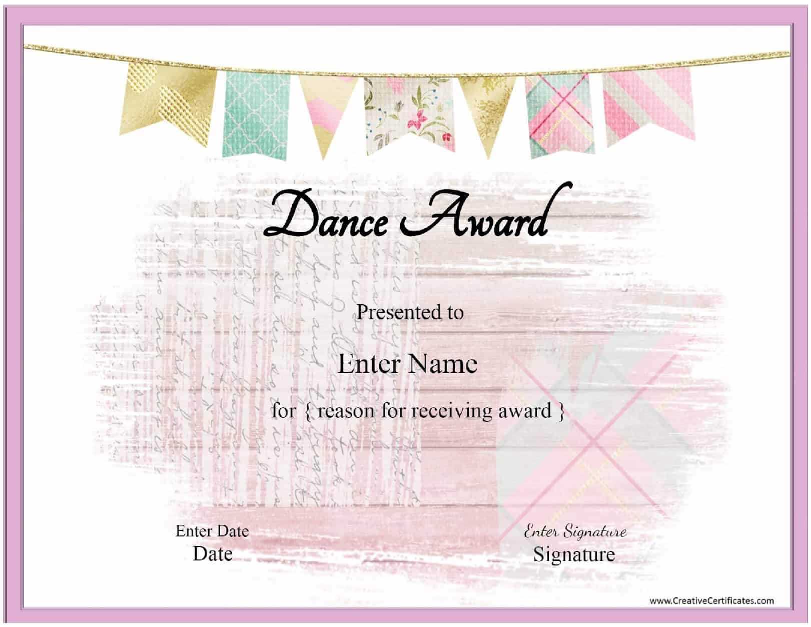 Free Dance Certificate Template – Customizable And Printable With Regard To Dance Certificate Template