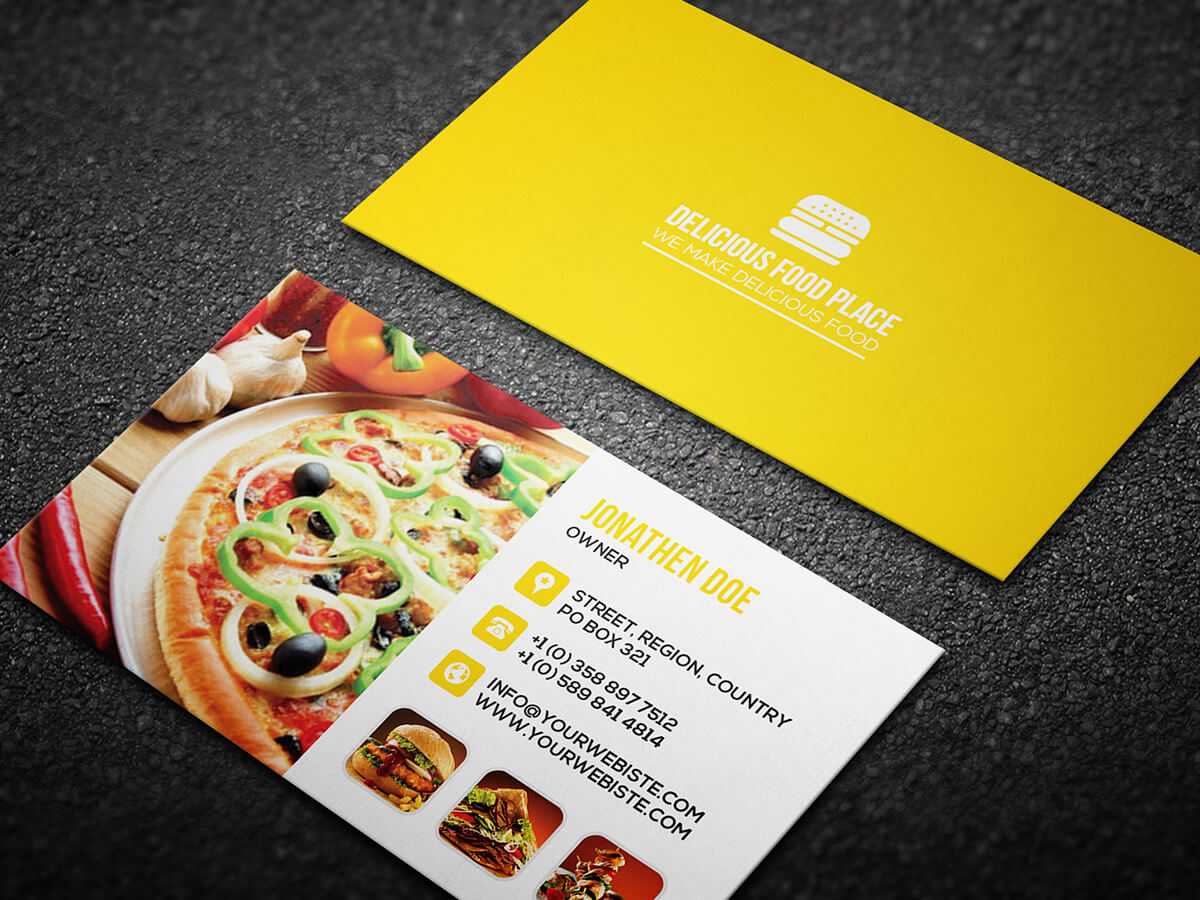 Free Delicious Food Business Card On Behance Regarding Food Business Cards Templates Free