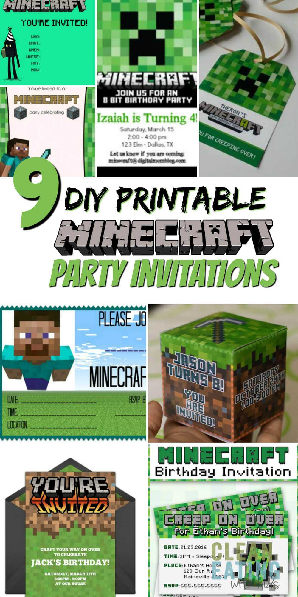 Free Diy Printable Minecraft Birthday Invitation – Clean With Minecraft Birthday Card Template