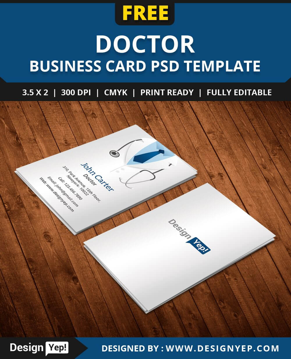 Free Doctor Business Card Template Psd | Business Card Psd Throughout Name Card Design Template Psd